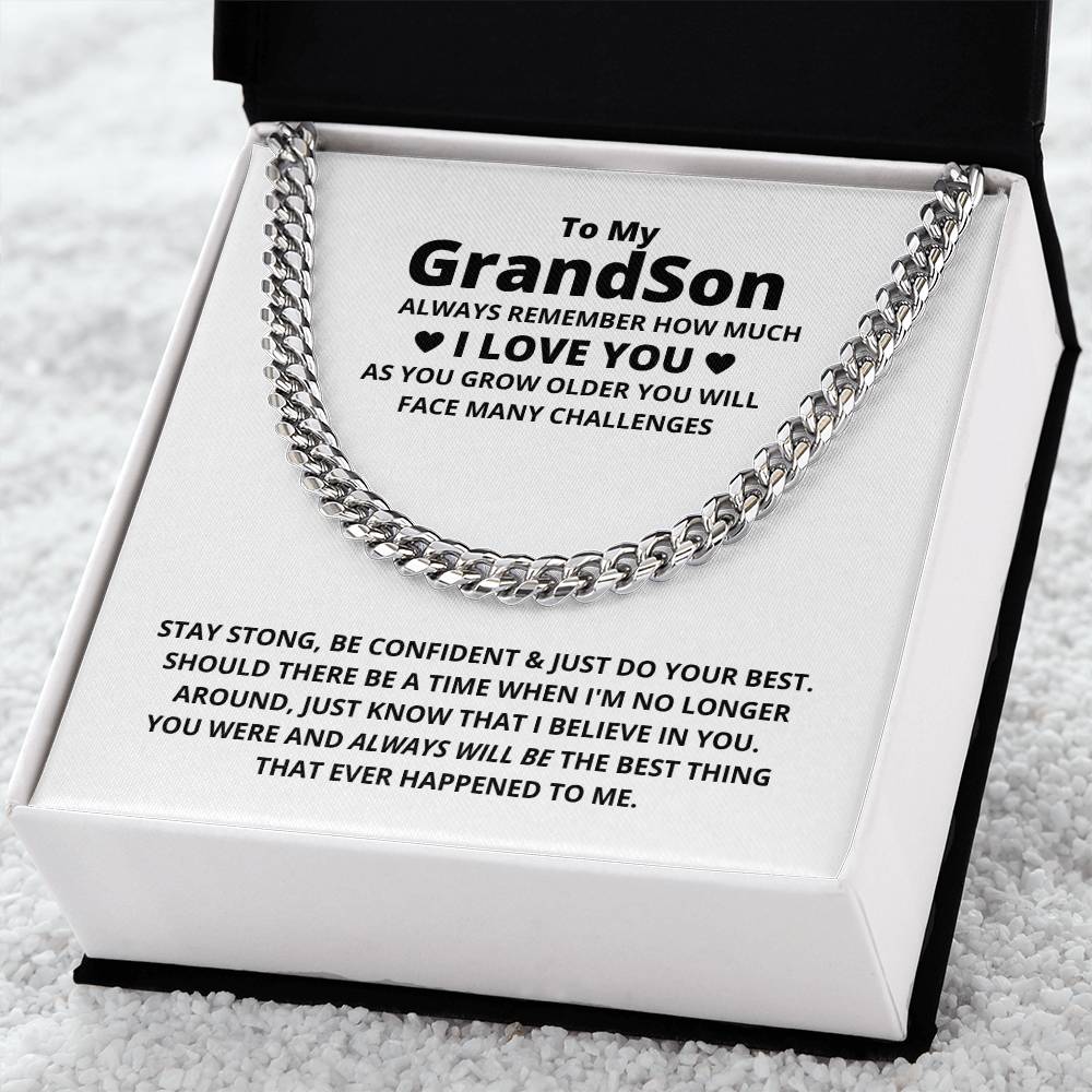 To My Grandson Necklace Christmas Gifts For Grandson Cuban Link Chain Grandson Christmas Grandson Gifts From Grandma A