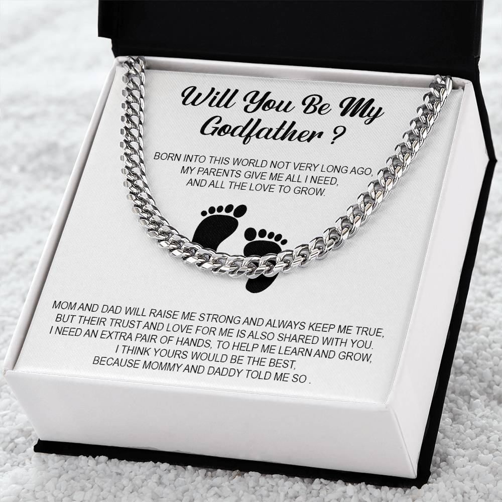 Will You Be My Godfather Necklace For Godfather From Mummy And Daddy Cuban Link Chain