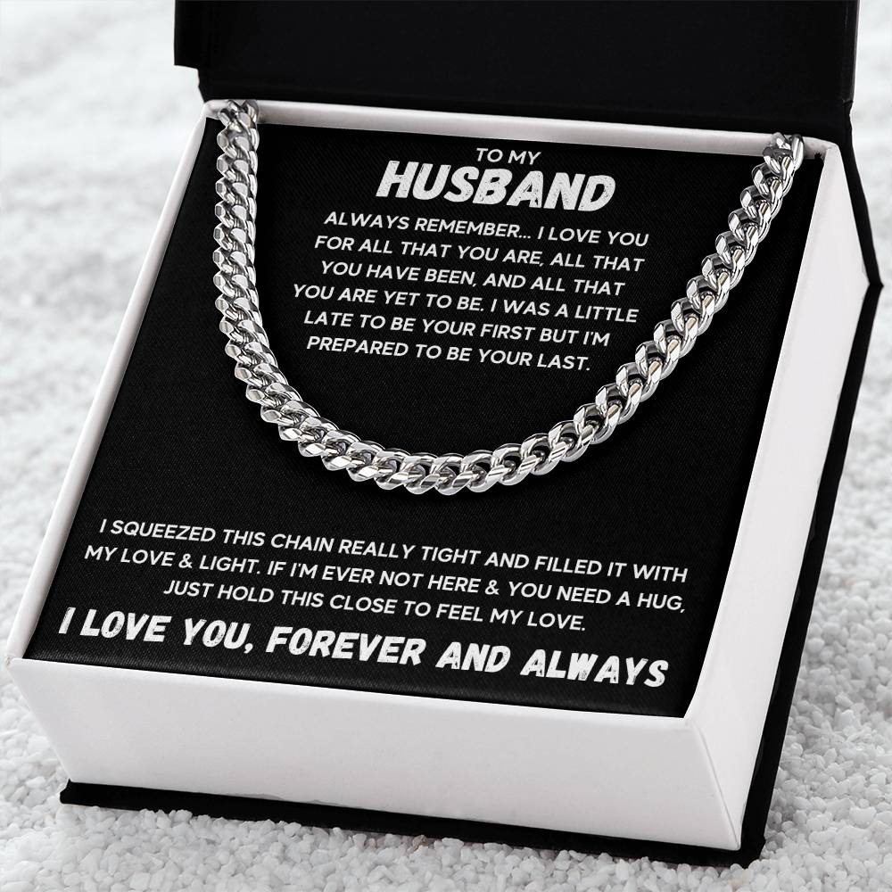To My Husband Cuban Link Chain With Led Box