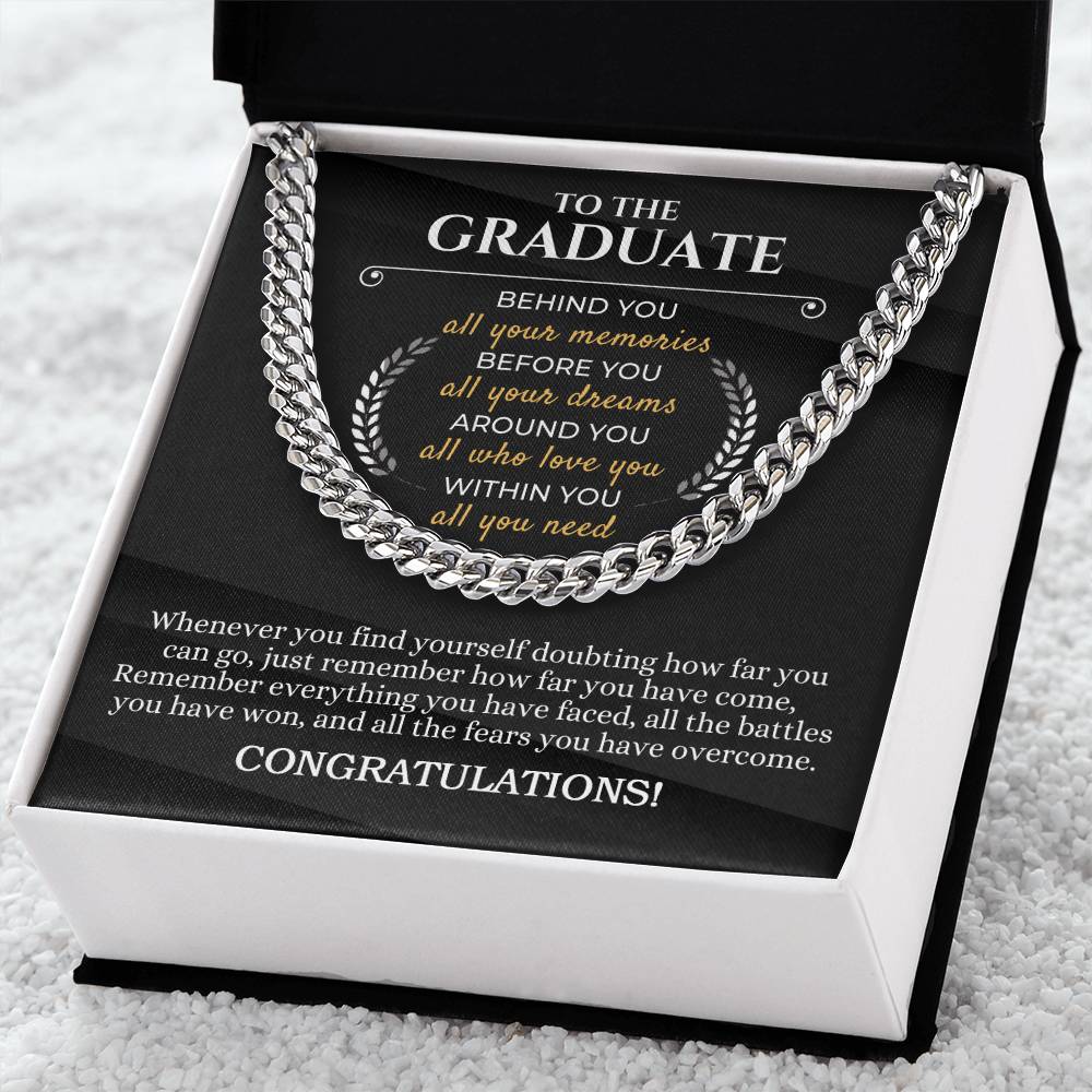 Graduation Gift For Him Congratulation Graduate Necklace For Men Son Graduation Gift Cuban Link Chain