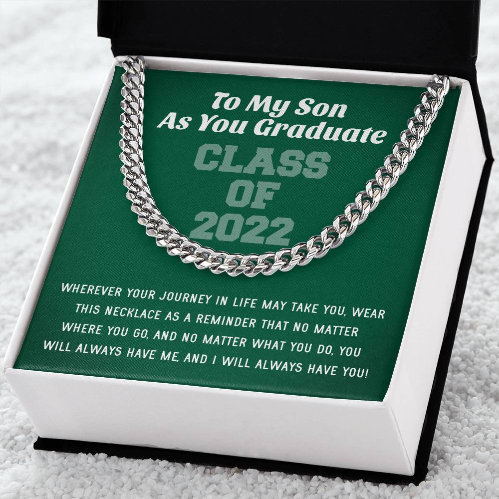 Son Graduation Class Of 2022 High School Graduation College Graduation Gift For Son Mens Gold Cuban Link Chain Necklac