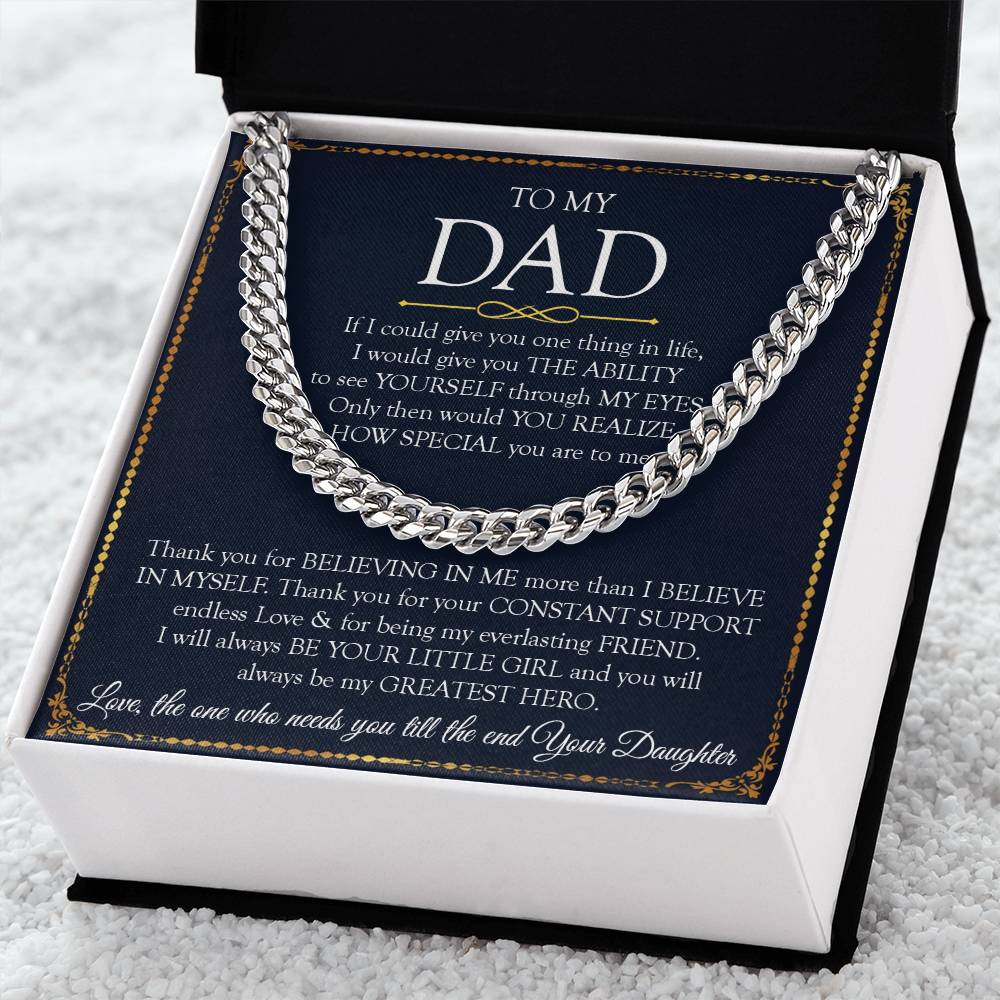 Father's Day Gift For Dad Dad Necklace Gift From Daughter To My Dad Necklace Dad Birthday Gift Cuban Link Chain