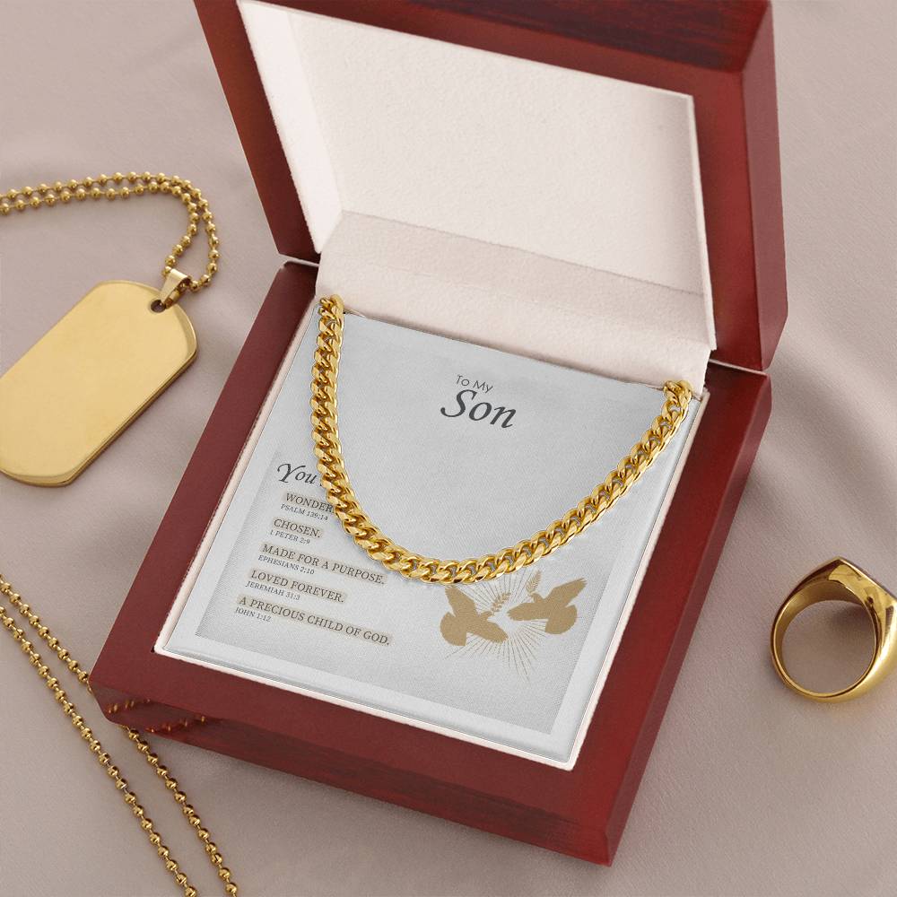 Gift For Son You Are Wonderful Chosen Made For A Purpose Cuban Link Chain Necklace