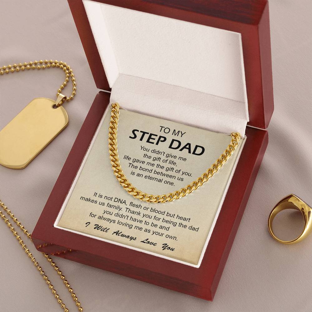 To My Step Dad Cuban Link Chain Necklace Step Dad Gift Fathers Day Gift For Stepdad Step Dad Birthday Gift