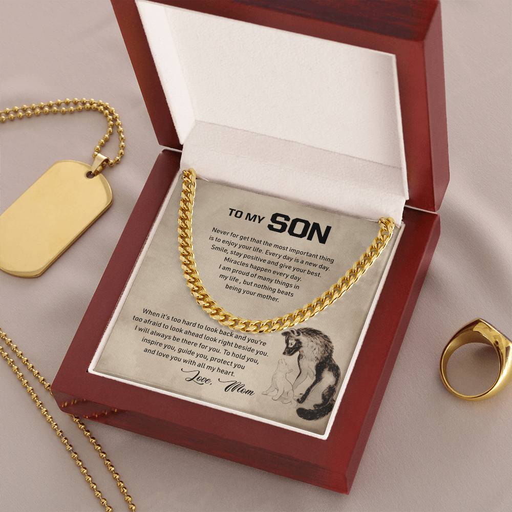 To My Son Cuban Link Chain