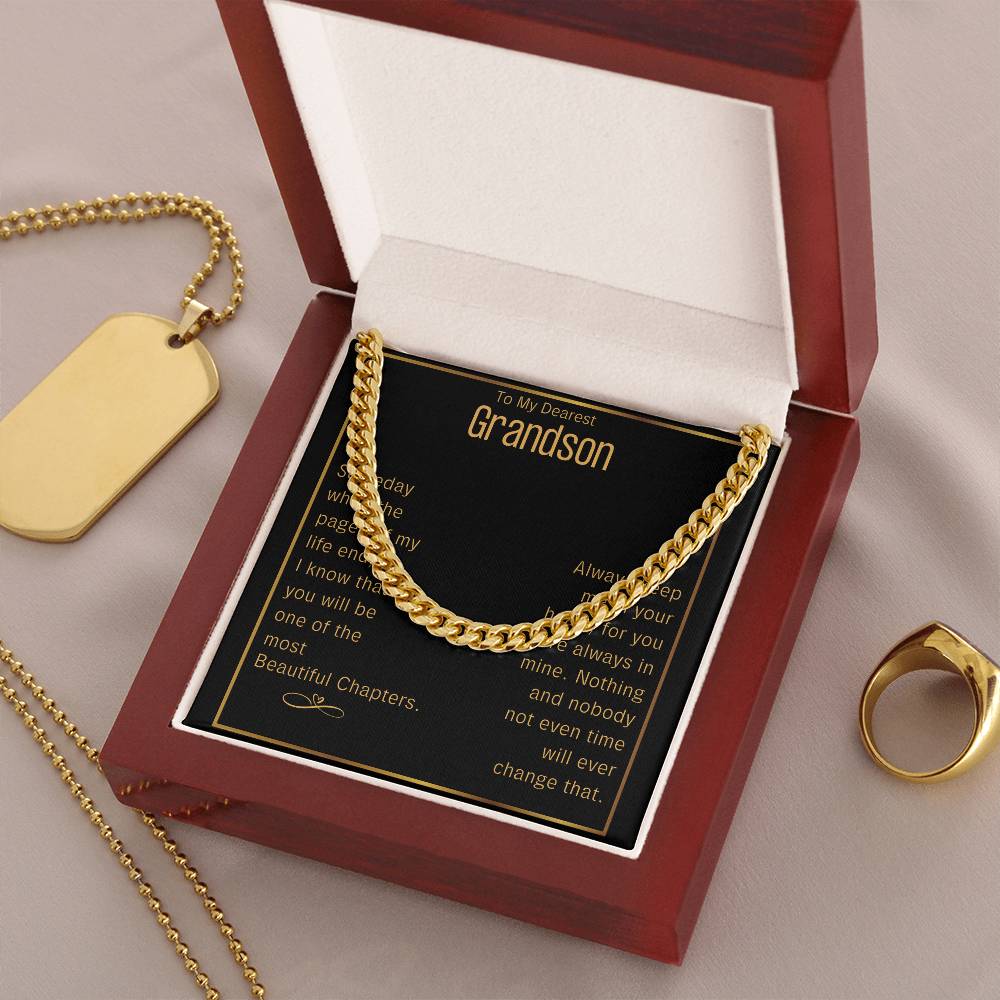 Grandson Cuban Chain Jewelry Necklace For Grandson Keepsake Gifts For Grandsons Personalized Gifts For Grandson Christ Cuban Link Chain