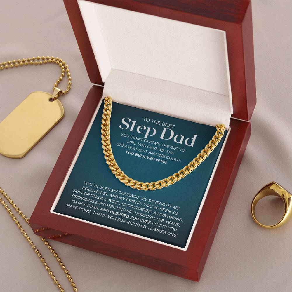 To My Step Dad Cuban Chain Necklace Gift For Step Dad Fathers Day Gift Stepdad Birthday Gift Cuban Link Chain