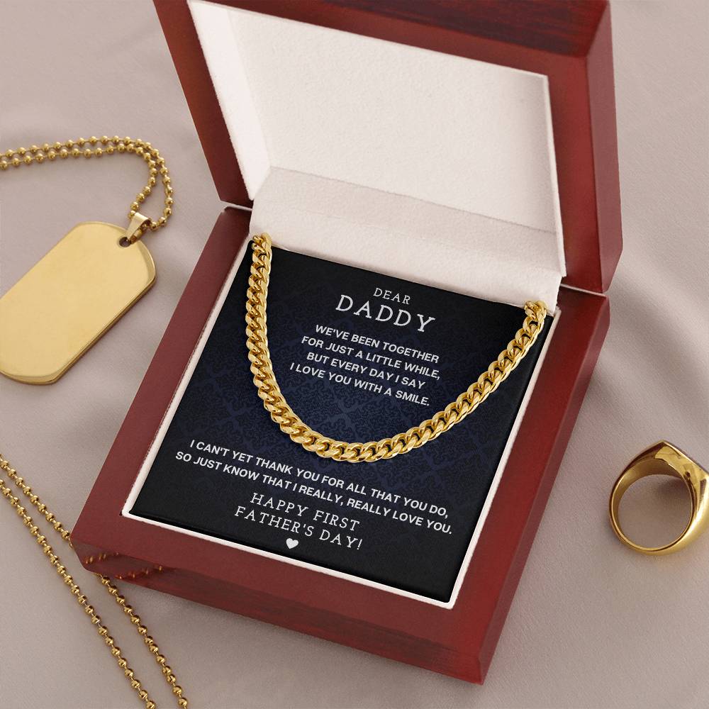 Dear Daddy - First Father's Day Necklace Cuban Link Chain