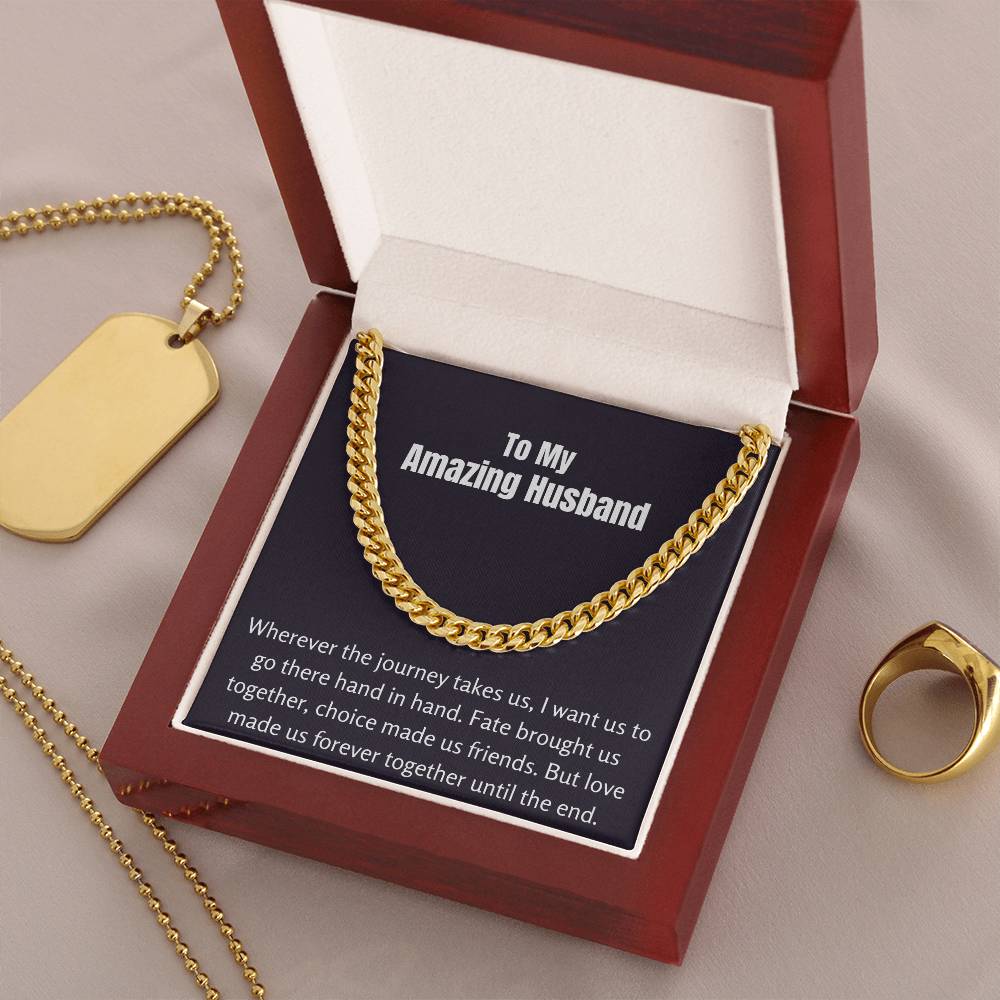 To My Amazing Husband Cuban Link Chain Necklace