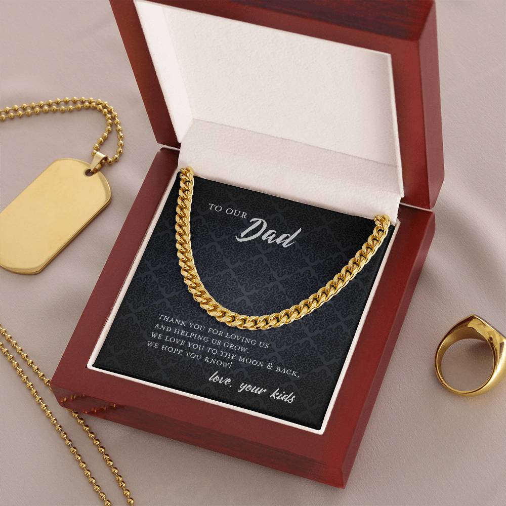 To Dad From Kids Father's Day Gift Cuban Chain Necklace Cuban Link Chain