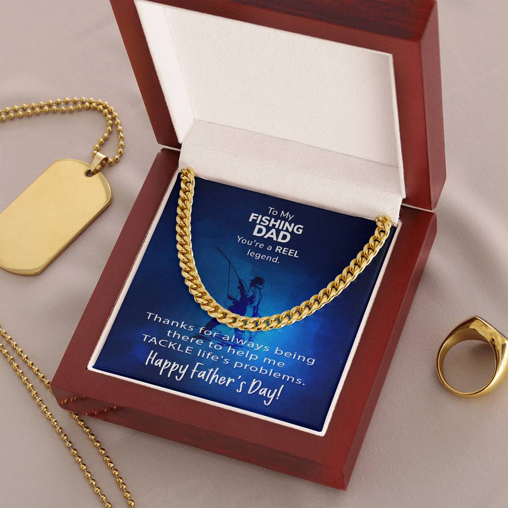 Cuban Link Chain Men To My Fishing Dad Gift For Fishing Dad Father's Day Gift Necklace To Dad From Son Daughter