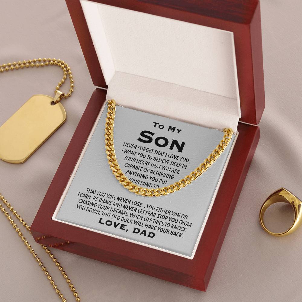 To My Son Gift From Dad Cuban Link Chain Necklace For Son Son Birthday Christmas Gift For Son