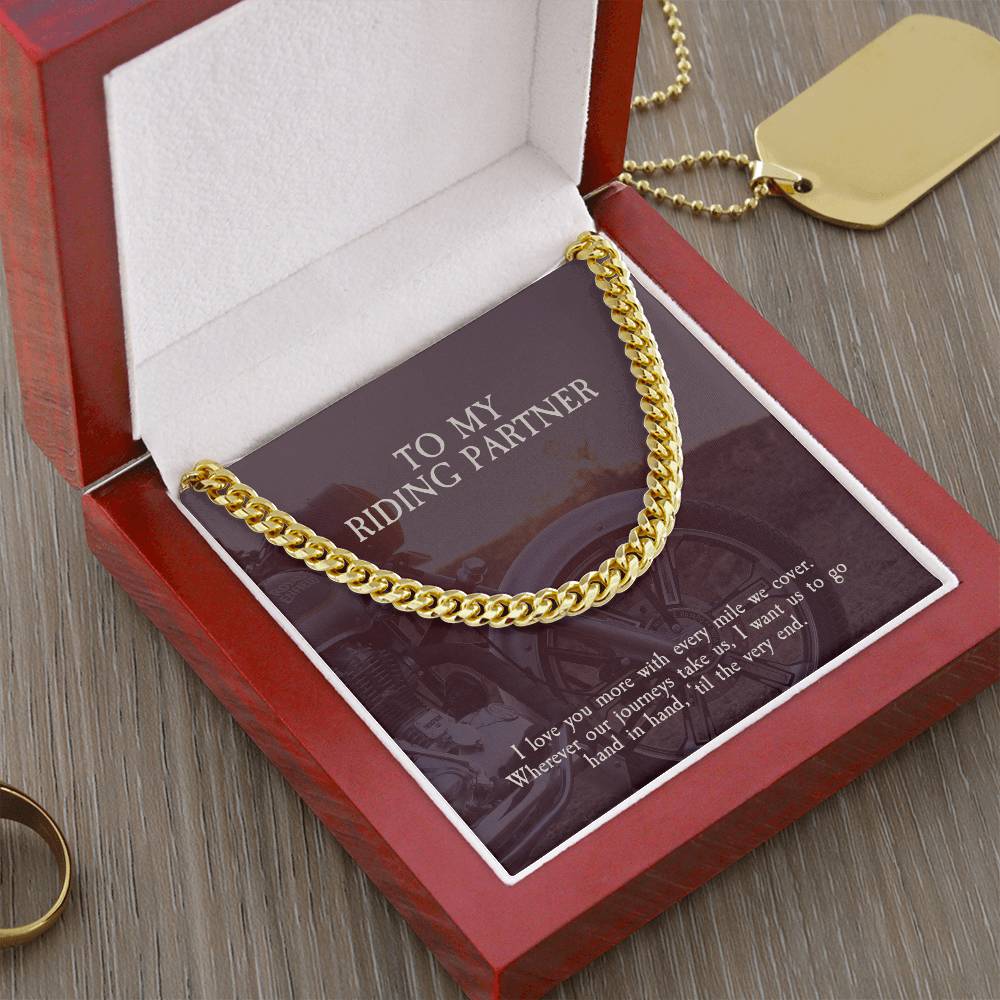 To My Riding Partner - Cuban Link Chain Necklace For Biker Husbandboyfriend From Wifegirlfriend Sterling Silver Neckla