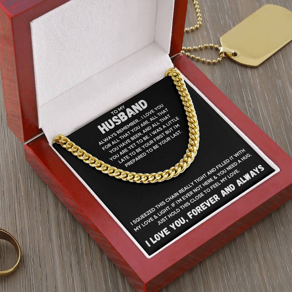 To My Husband Cuban Link Chain With Led Box