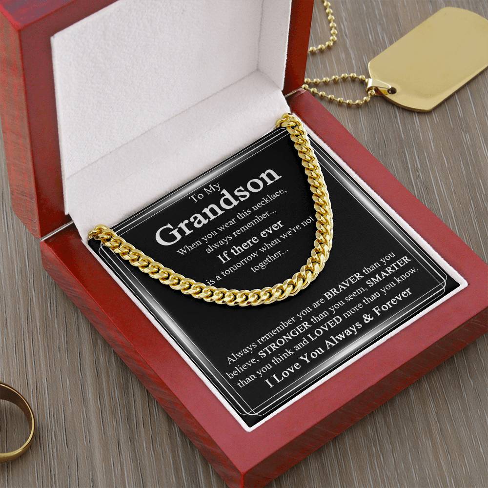 To My Grandson Necklace Grandson Cuban Chain Jewelry Grandma To Grandson Keepsake Gifts For Grandsons Grandson Birthda Cuban Link Chain