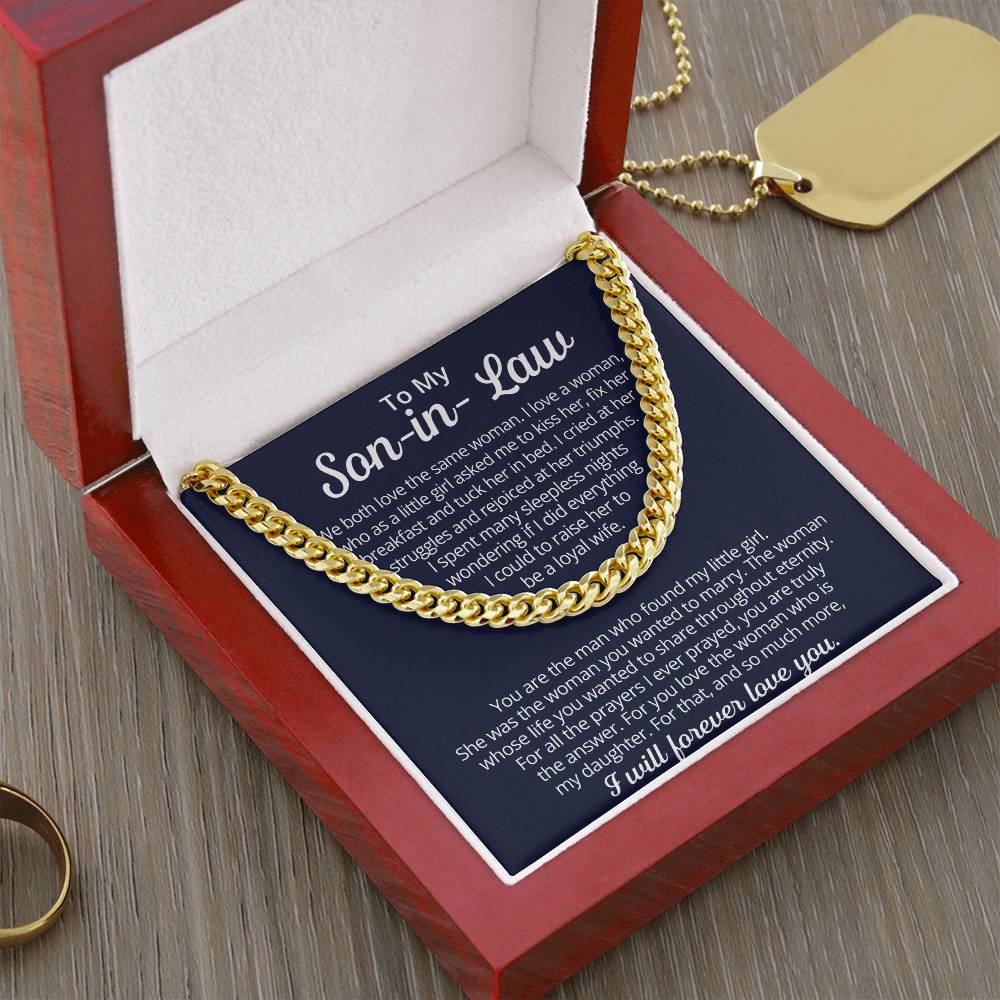 To My Son-In-Law - We Both Love The Same Woman Cuban Link Chain Necklace