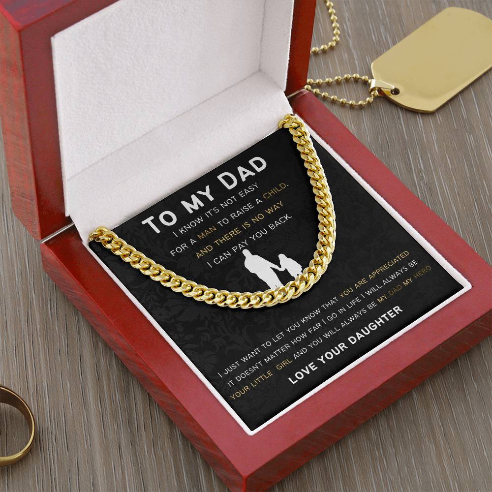 Cuban Link Chain Gift For Dad From Daughter.