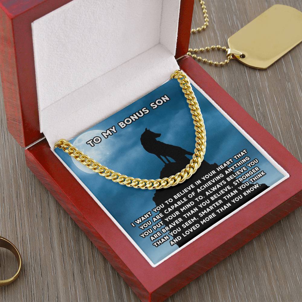 To My Bonus Son Necklace Gift For Step Son Bonus Son Graduation Graduate Gift Fathers Day Father Son Gift Gift From St Cuban Link Chain