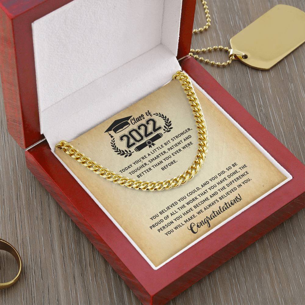 Class Of 2022 Graduation Gift For Him Graduation Necklace For Boy High School College Graduation Gift Cuban Link Chain