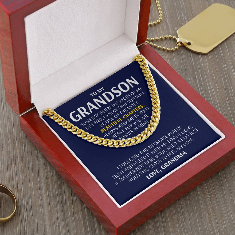 To My Grandson - Beautiful Chapters Cuban Link Chain Necklace