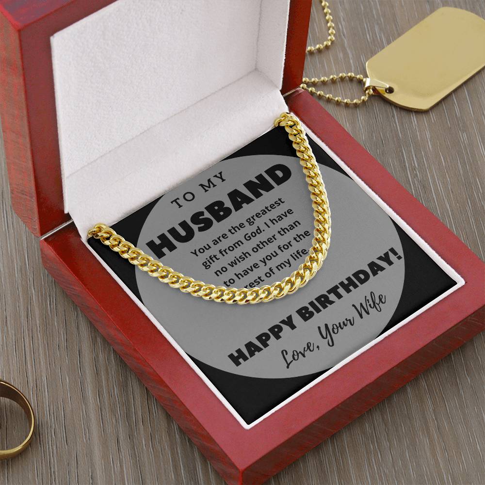 To My Husband Happy Birthday Cuban Link Chain