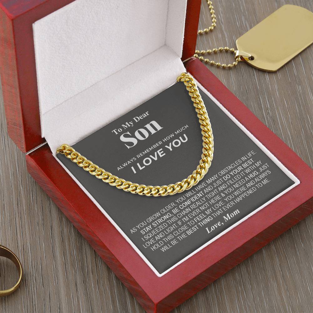 To My Dear Son Chain Necklace Gift For Son From Mom Son Birthday Son Graduation Gift Cuban Link Chain