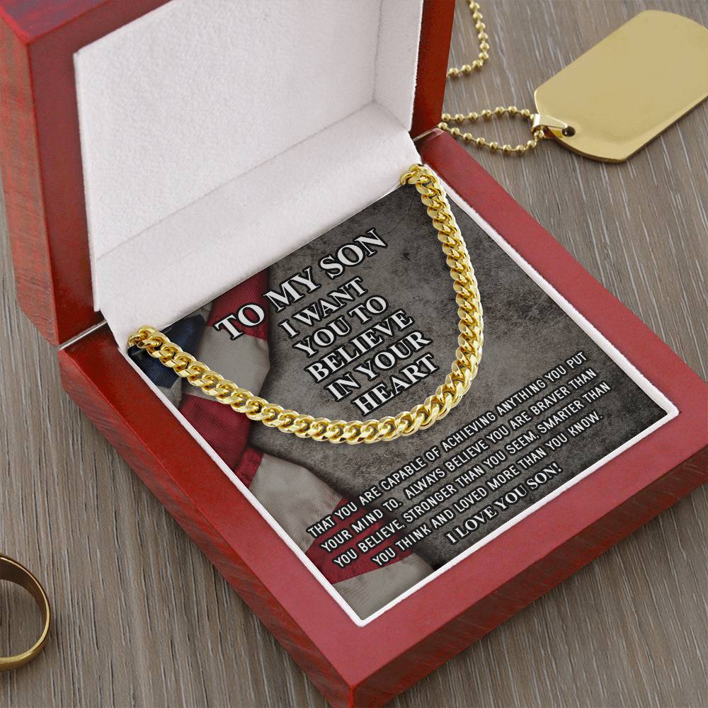 To My Son Necklace Gift For Son Son Graduation Graduate Gift Fathers Day Gift From Mom Father Son Gift Military Depoly Cuban Link Chain