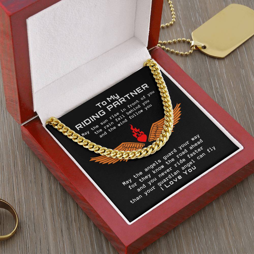 To My Harley Davidson Riding Partner Cuban Link Chain Necklace Gift For Husband Gift For Boyfriend Motorcycle Life Val