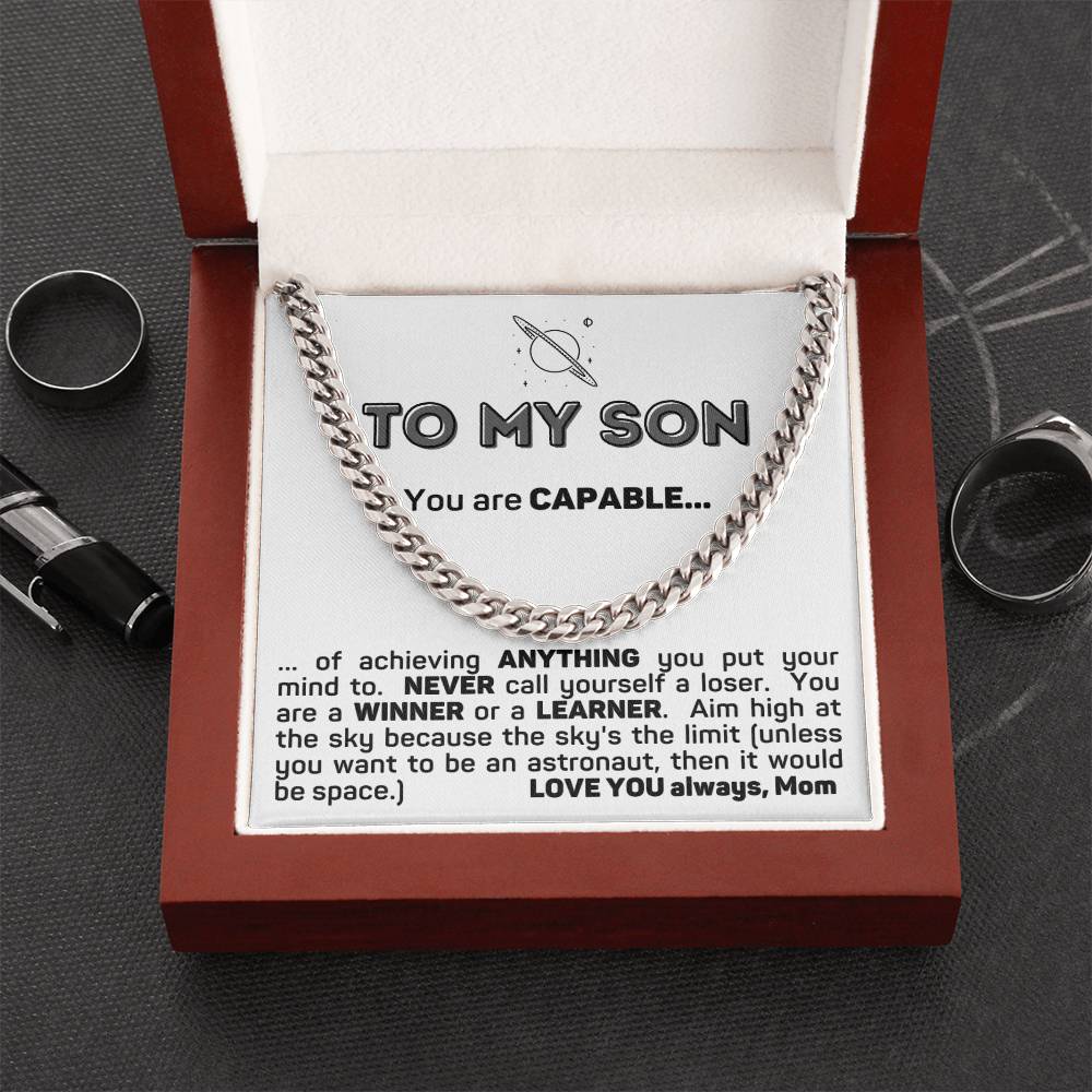To My Son Cuban Chain Link Necklace Gift From Mom Cuban Link Chain