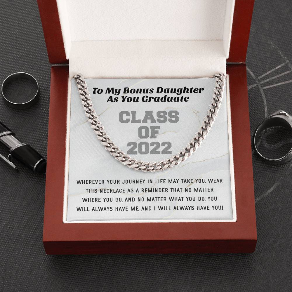 Bonus Daughter Graduation Class Of 2022 High School Graduation College Graduation Gift For Step Daughter Womens Gold C Cuban Link Chain
