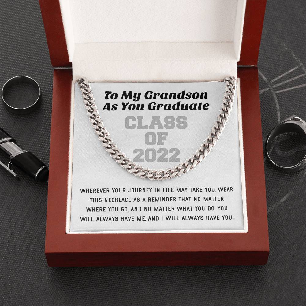 Grandson Graduation Class Of 2022 High School Graduation College Graduation Gift For Grandson Mens Gold Cuban Link Cha Cuban Link Chain