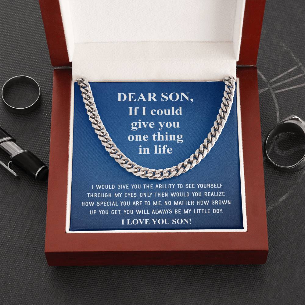 To My Son Necklace Gift For Son Son Graduation Graduate Gift Fathers Day Father Son Gift Mens Silver Cuban Link Chain