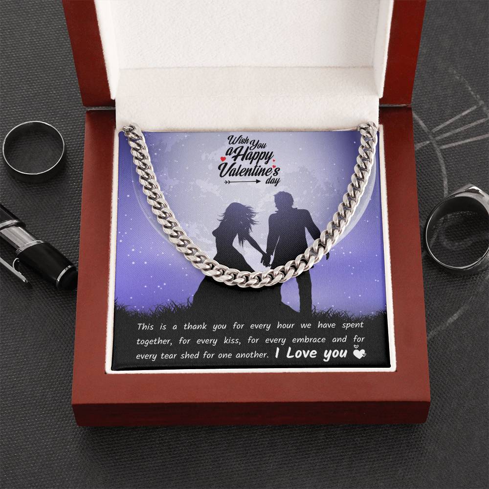 Valentines Day Necklace Gift For Boyfriend Husband Perfect Love Gift For Him Cuban Link Chain
