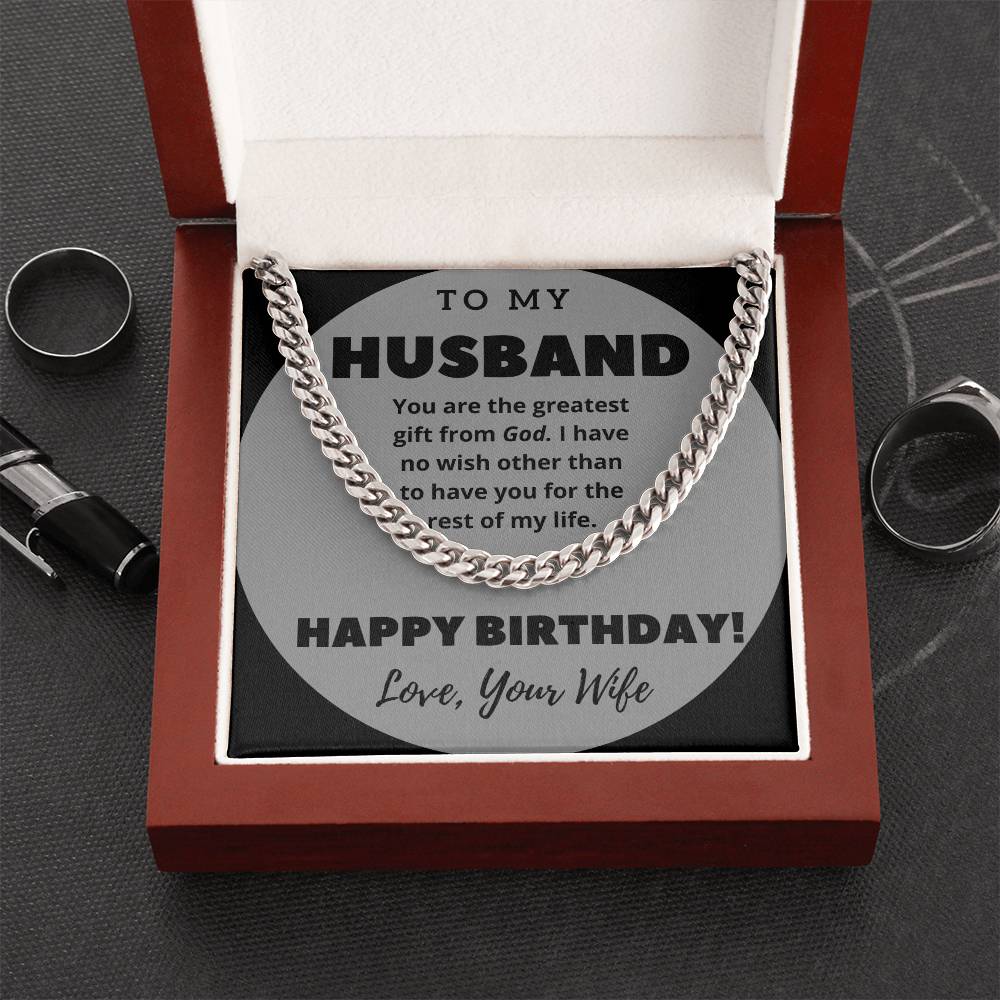 To My Husband Happy Birthday Cuban Link Chain