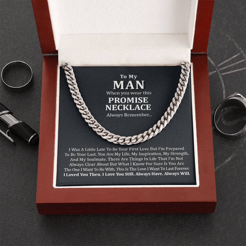 To My Man Cuban Chain Necklace For Him Boyfriend Anniversary Gift Romantic Gift For Boyfriend Husband Promise Necklace Cuban Link Chain