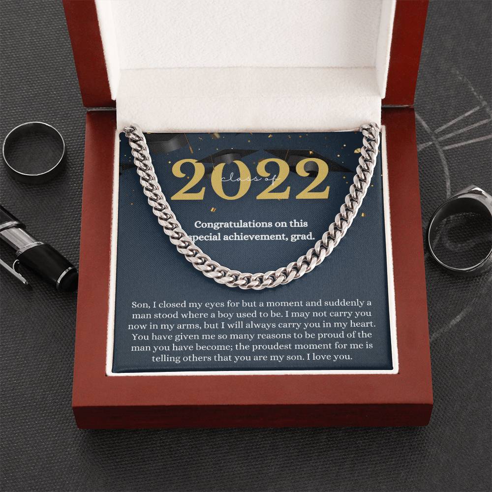 Son Graduation Gift From Mom Mom To Son Graduation Gift Son Graduation Necklace Graduation Gift For Son From Mother Cl Cuban Link Chain