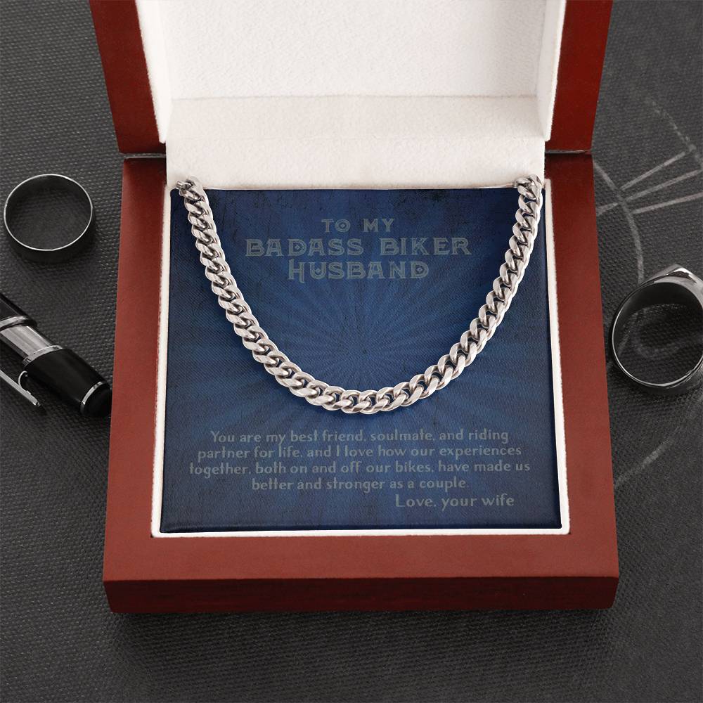 To My Biker Husband - Cuban Chain Necklace From Wife Cuban Link Chain