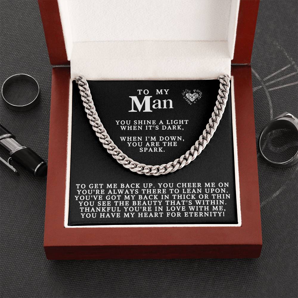 To My Man For Eternity Chain Link Necklace Cuban Link Chain