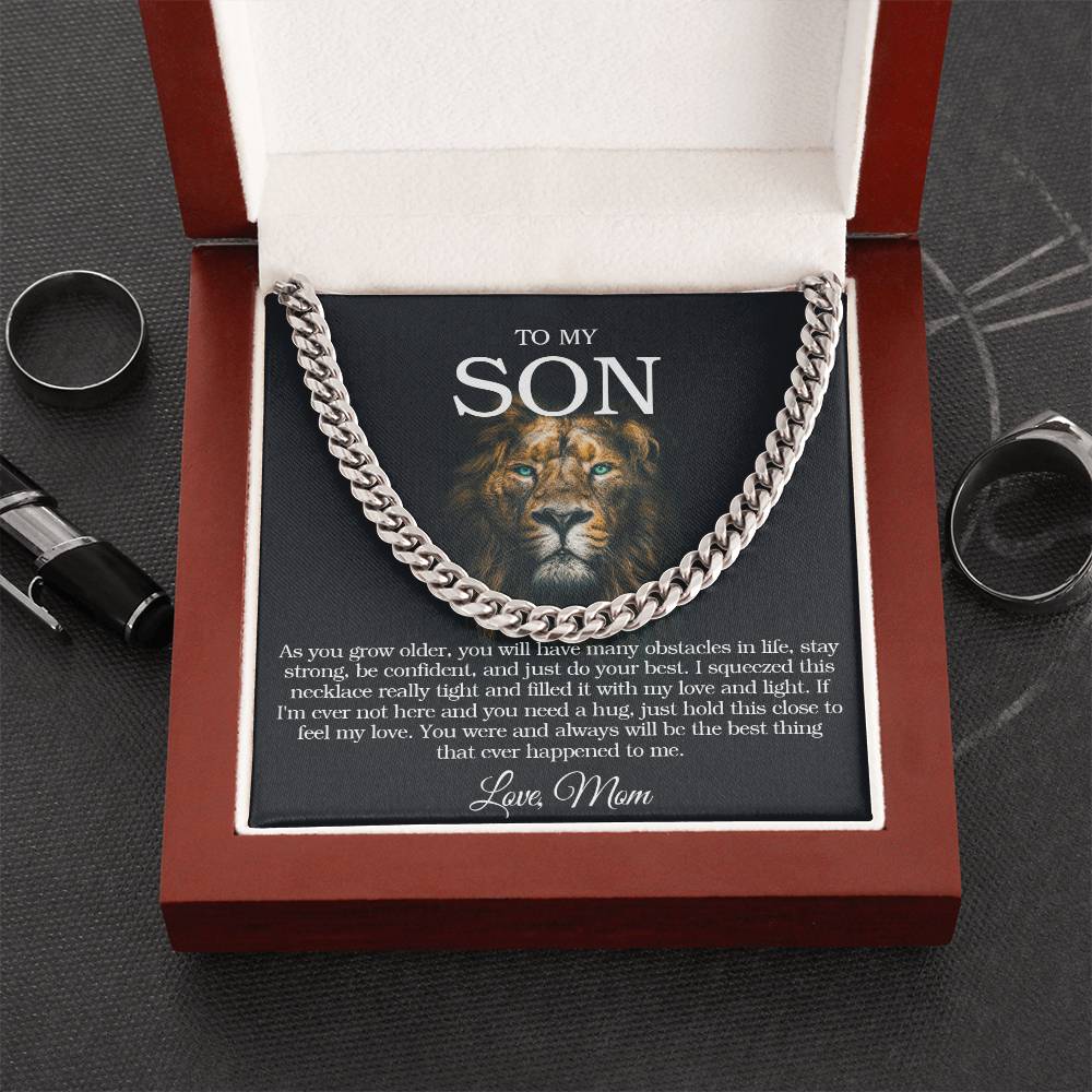 To My Son Chain Necklace Gift For Son From Mom Sentimental Gift For Grown Up Son Son Birthday Graduation Gift Cuban Link Chain