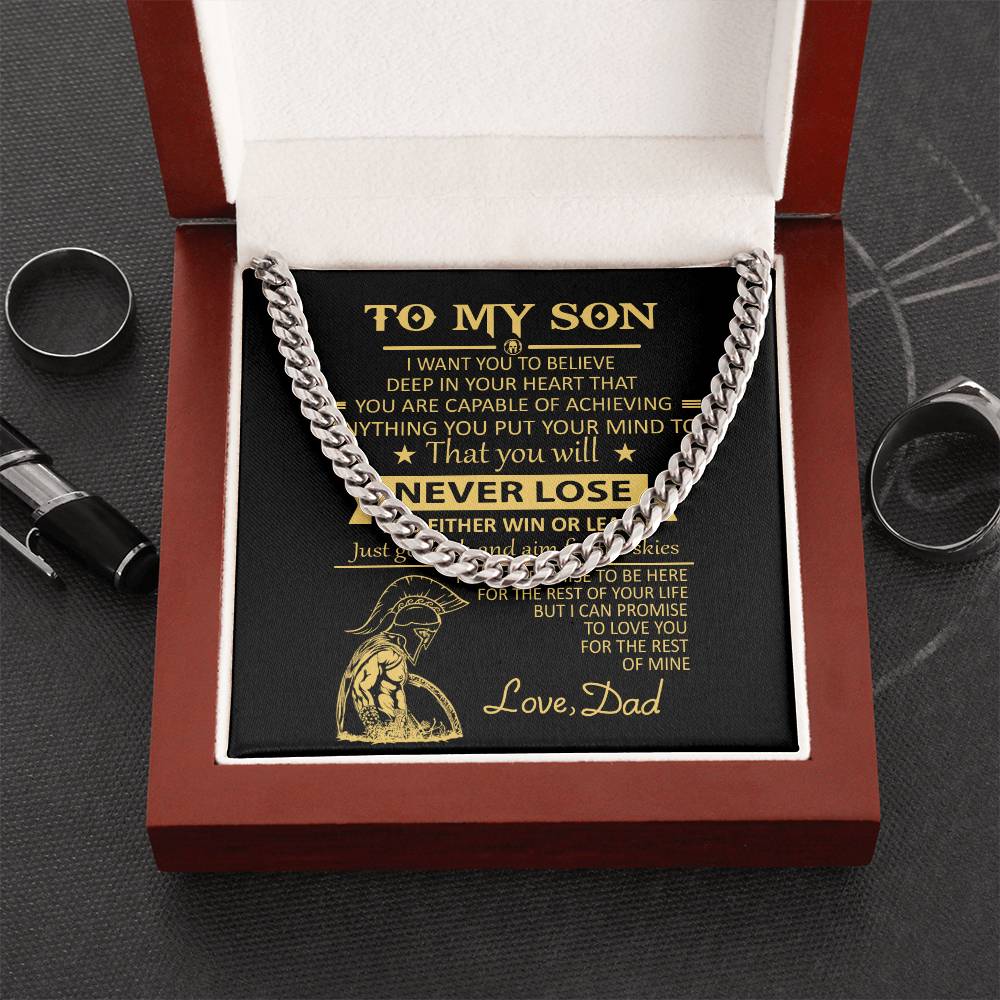 You'll Never Lose Mom Gift For Son Cuban Link Chain Necklace