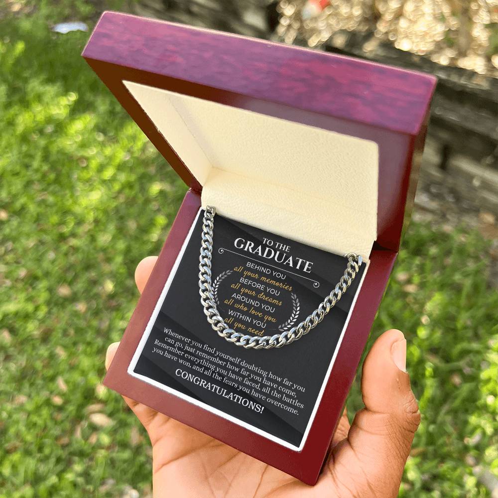 Graduation Gift For Him Congratulation Graduate Necklace For Men Son Graduation Gift Cuban Link Chain