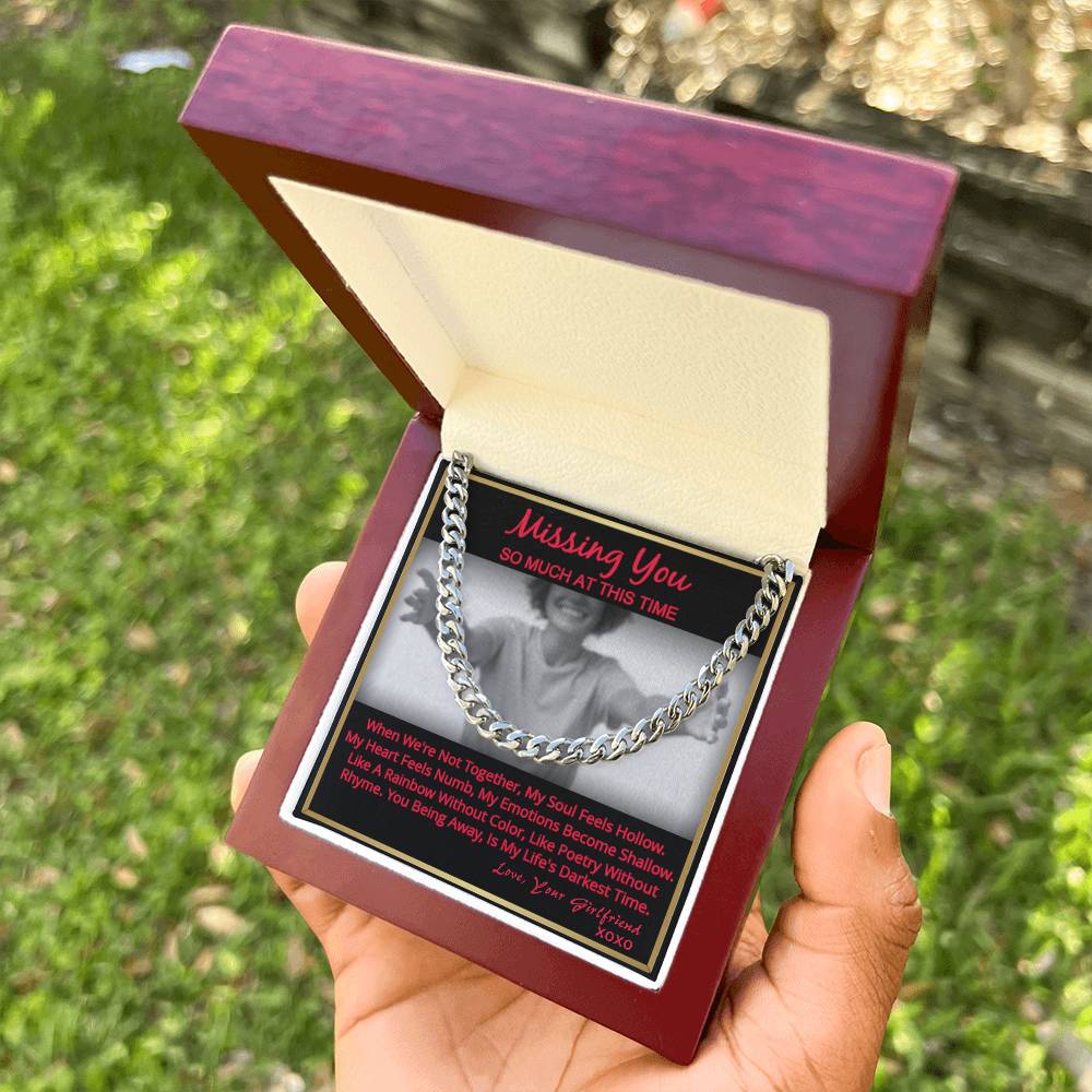 Long Distance Relationship Gift For Boyfriend Missing You Cuban Link Necklace From Girlfriend Cuban Link Chain