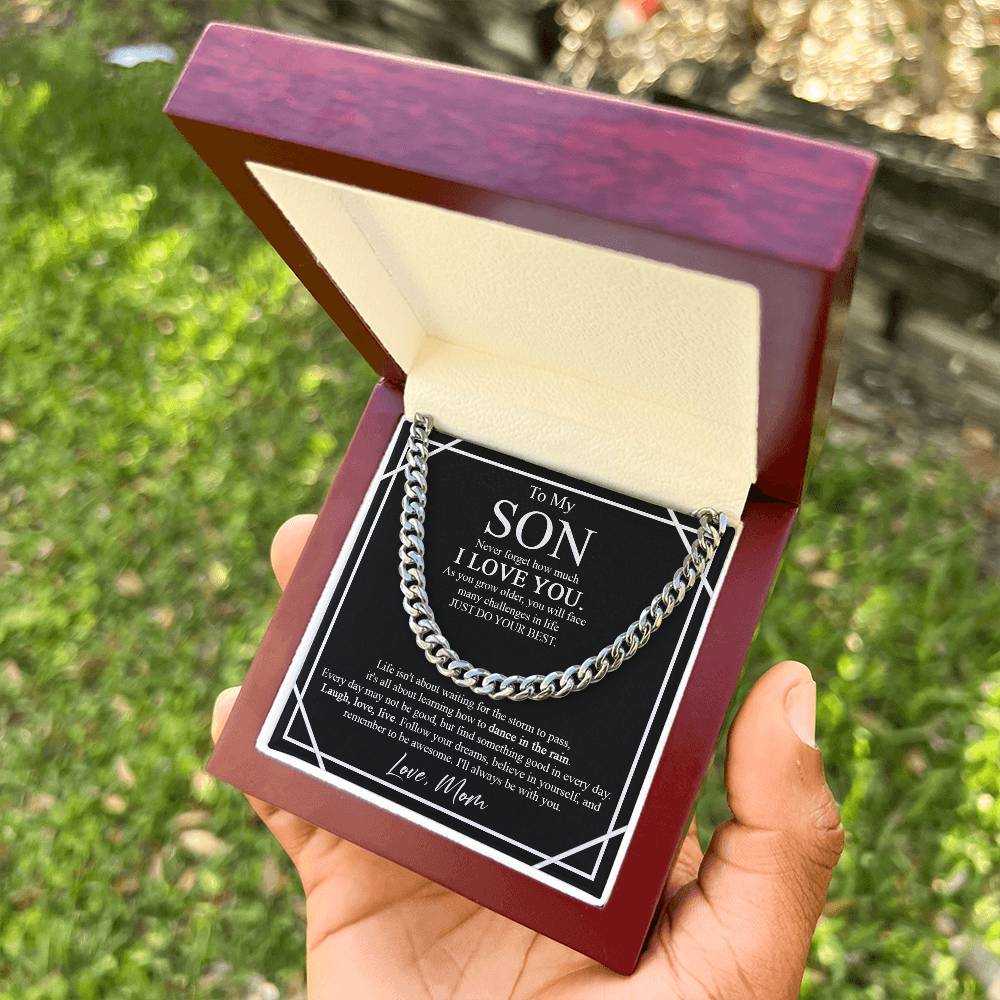To My Son Cuban Chain Necklace - Never Forget How Much I Love You As You Grow Older Son Gift From Mom Christmas Birthd Cuban Link Chain