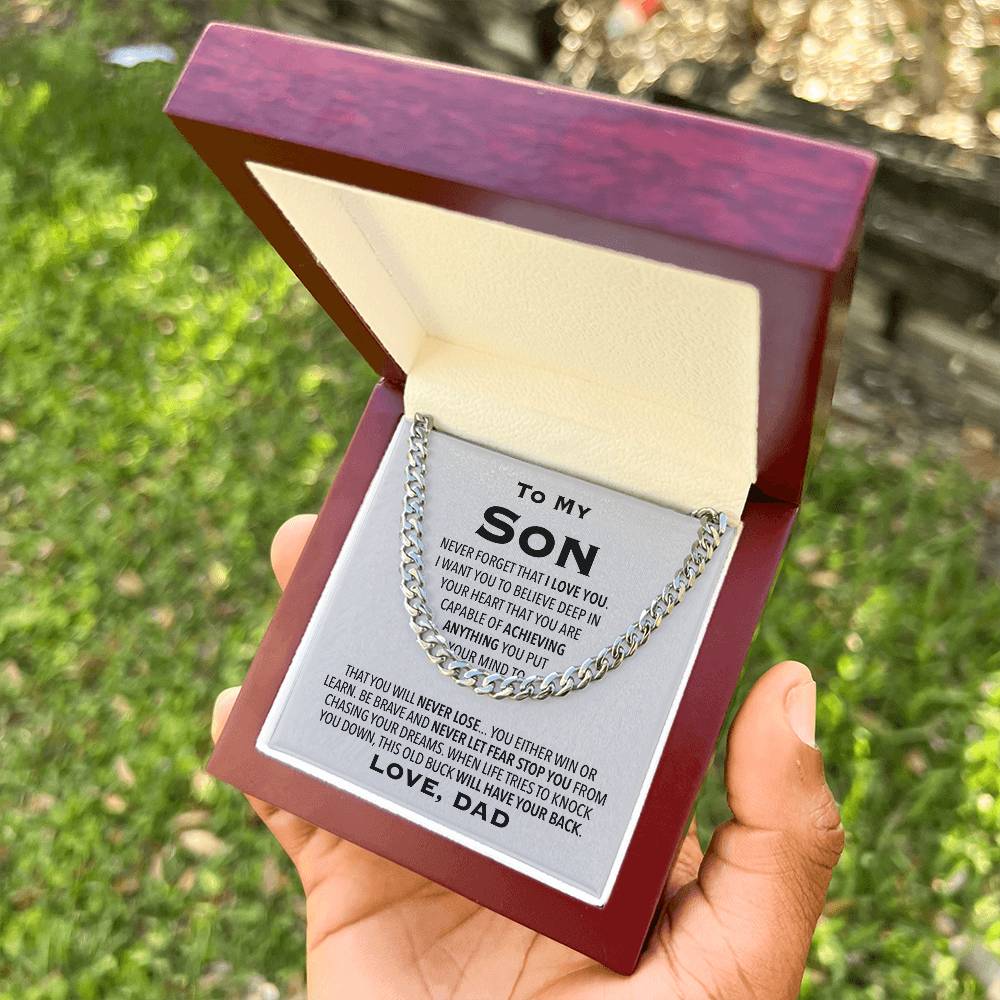 To My Son Gift From Dad Cuban Link Chain Necklace For Son Son Birthday Christmas Gift For Son