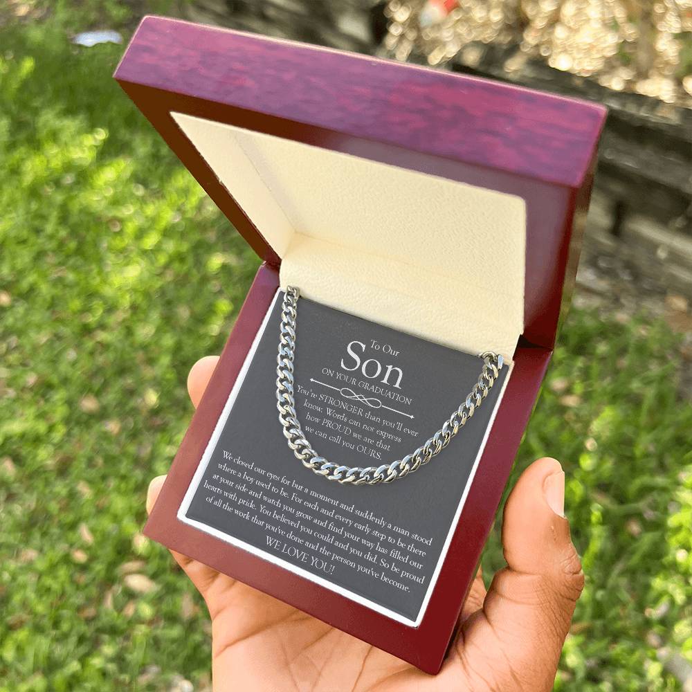 To Our Son Gift On Graduation Day Meaningful Graduation Gift For Son From Mom And Dad Graduation Necklace For Men Cuban Link Chain