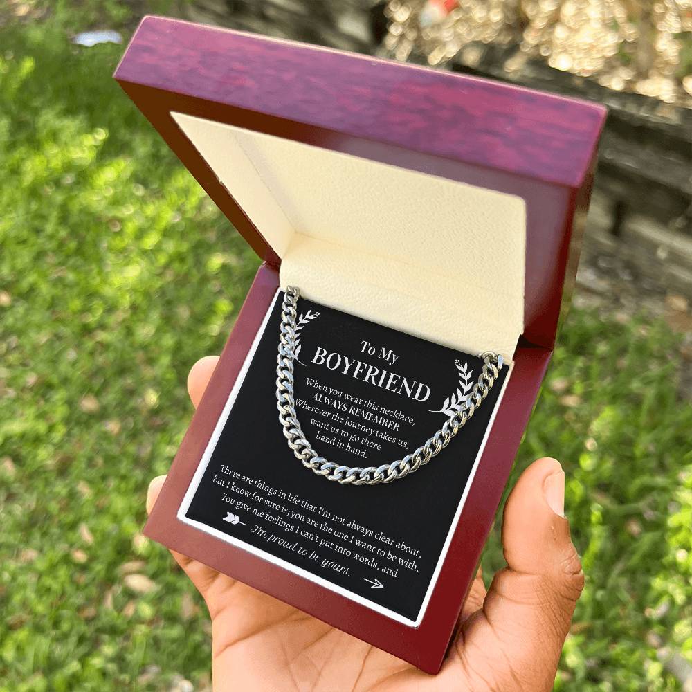 Valentine's Gift For Boyfriend - Wherever The Journey Takes Us Want Us To Go There Hand In Hand Cuban Link Chain