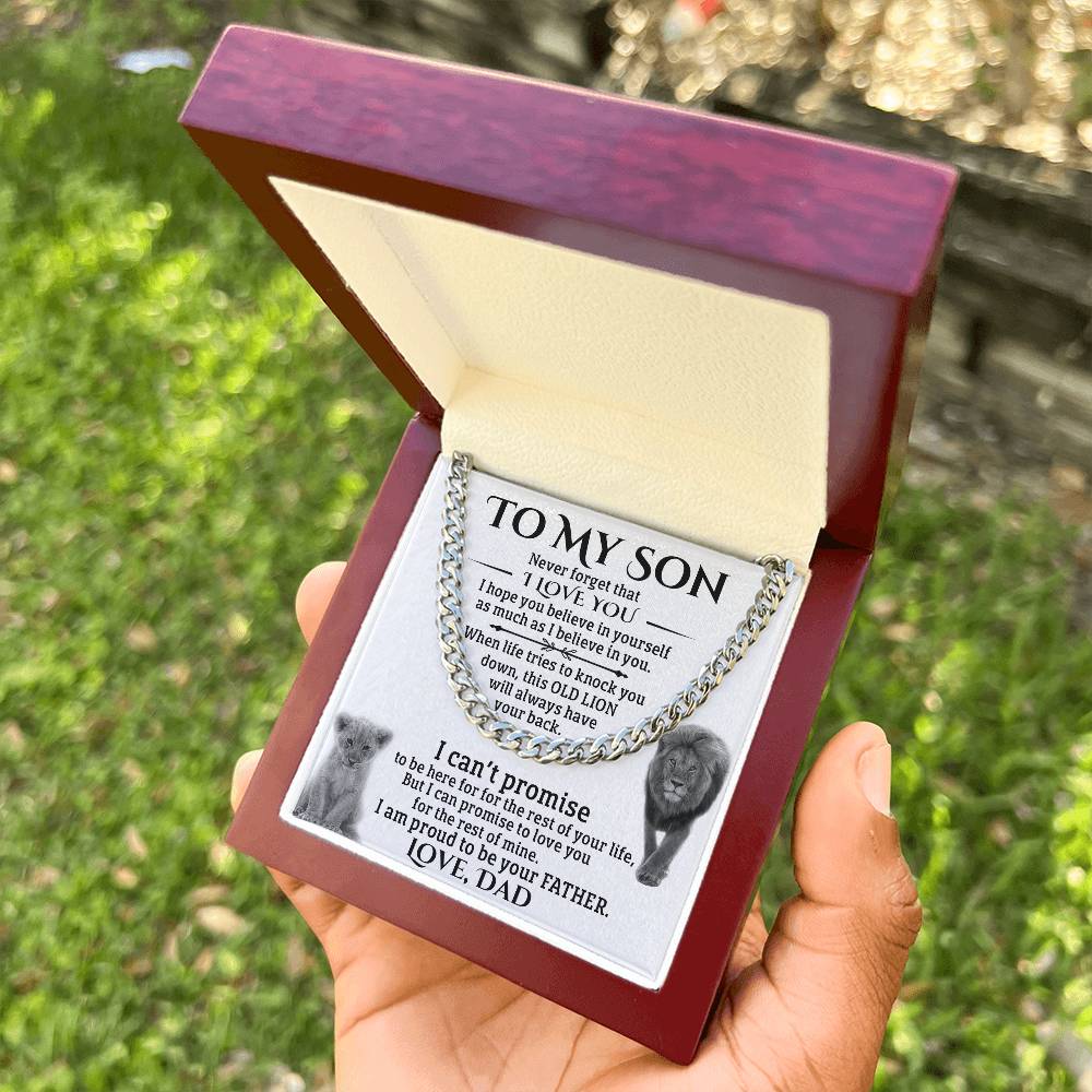 To My Son Gift From Dad Father To Son Chain Necklace Sentimental Gift For Son Cuban Link Chain