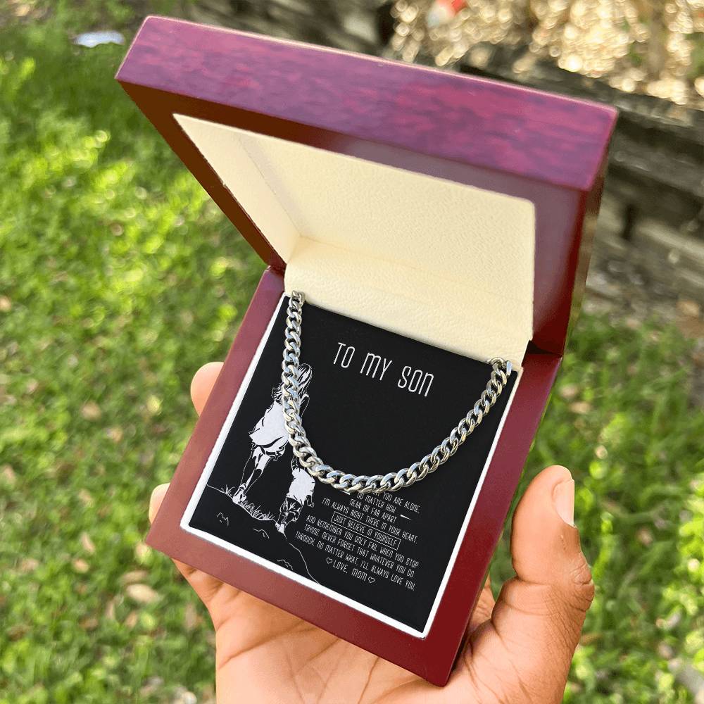 To My Son Cuban Link Chain Necklace