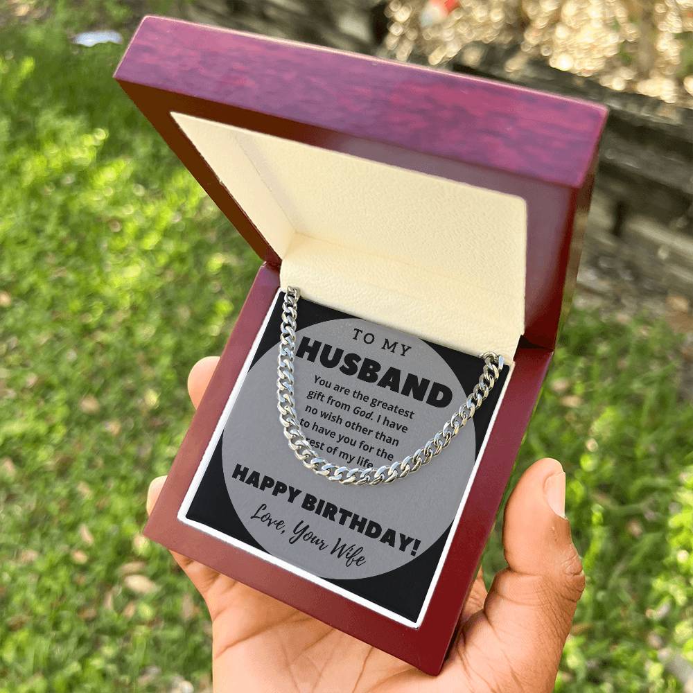 To My Husband Happy Birthday Cuban Link Chain