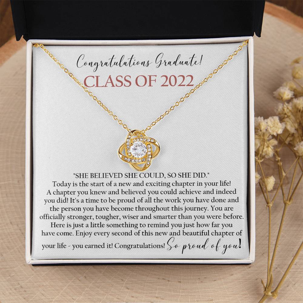 Class Of 2022 Graduation Gift Necklace Graduation Gift For Her Love Knot Necklace